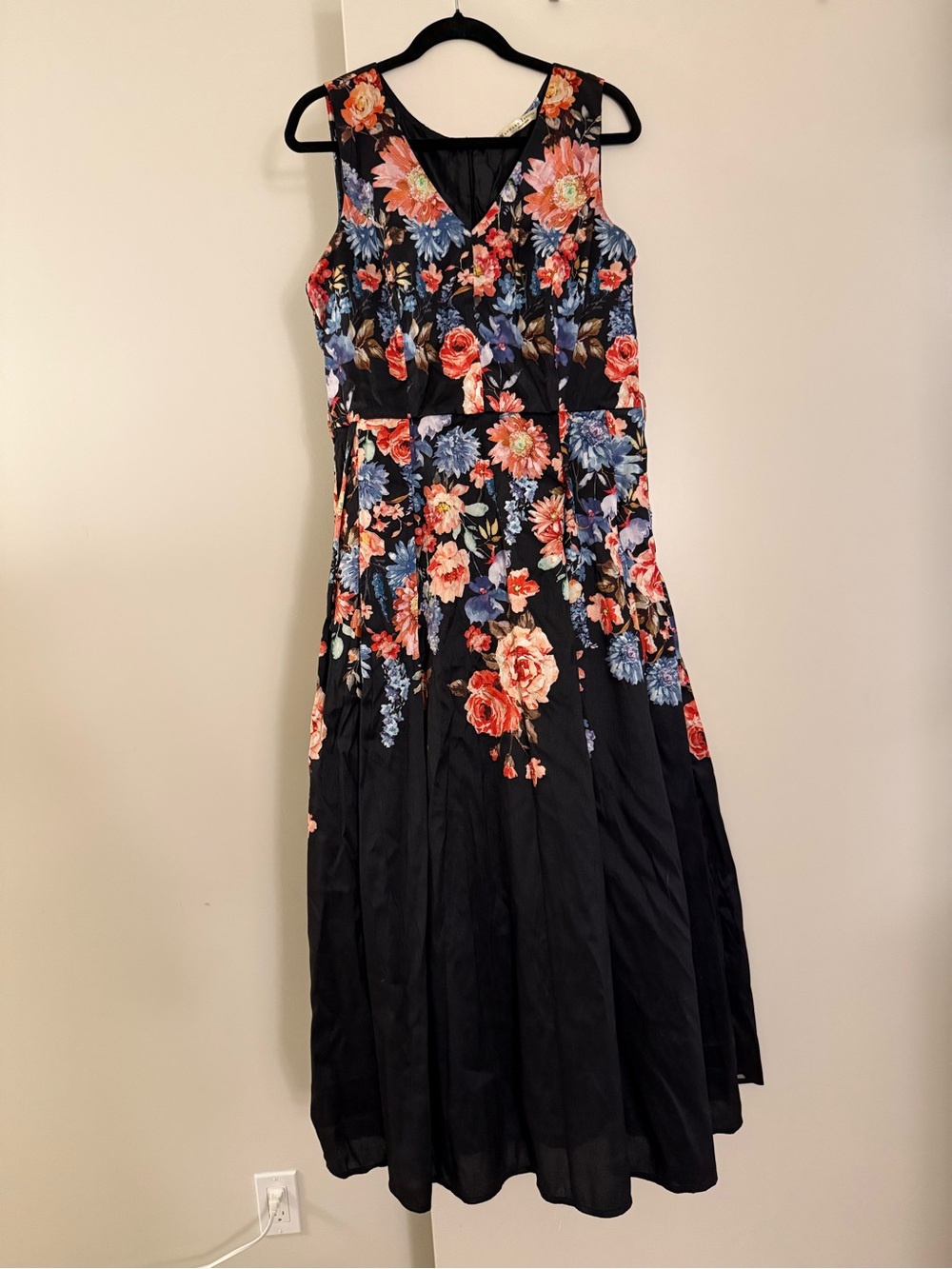 Wayward Fancies Dress eShakti Custom Womens 12 Black Floral long